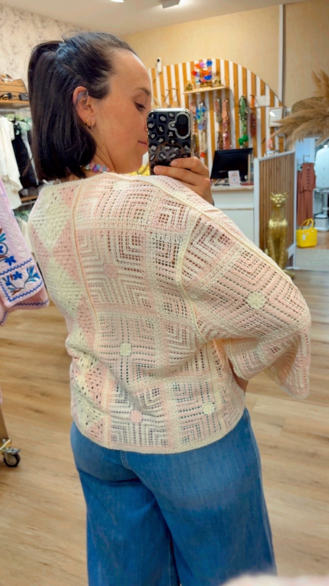 CHAQUETA CROCHE PINK