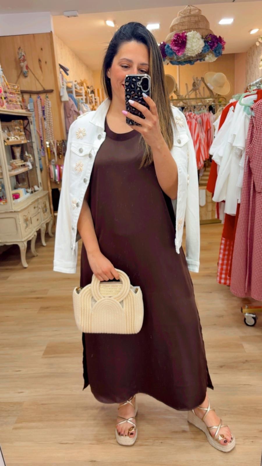 VESTIDO SATEN MOKKA
