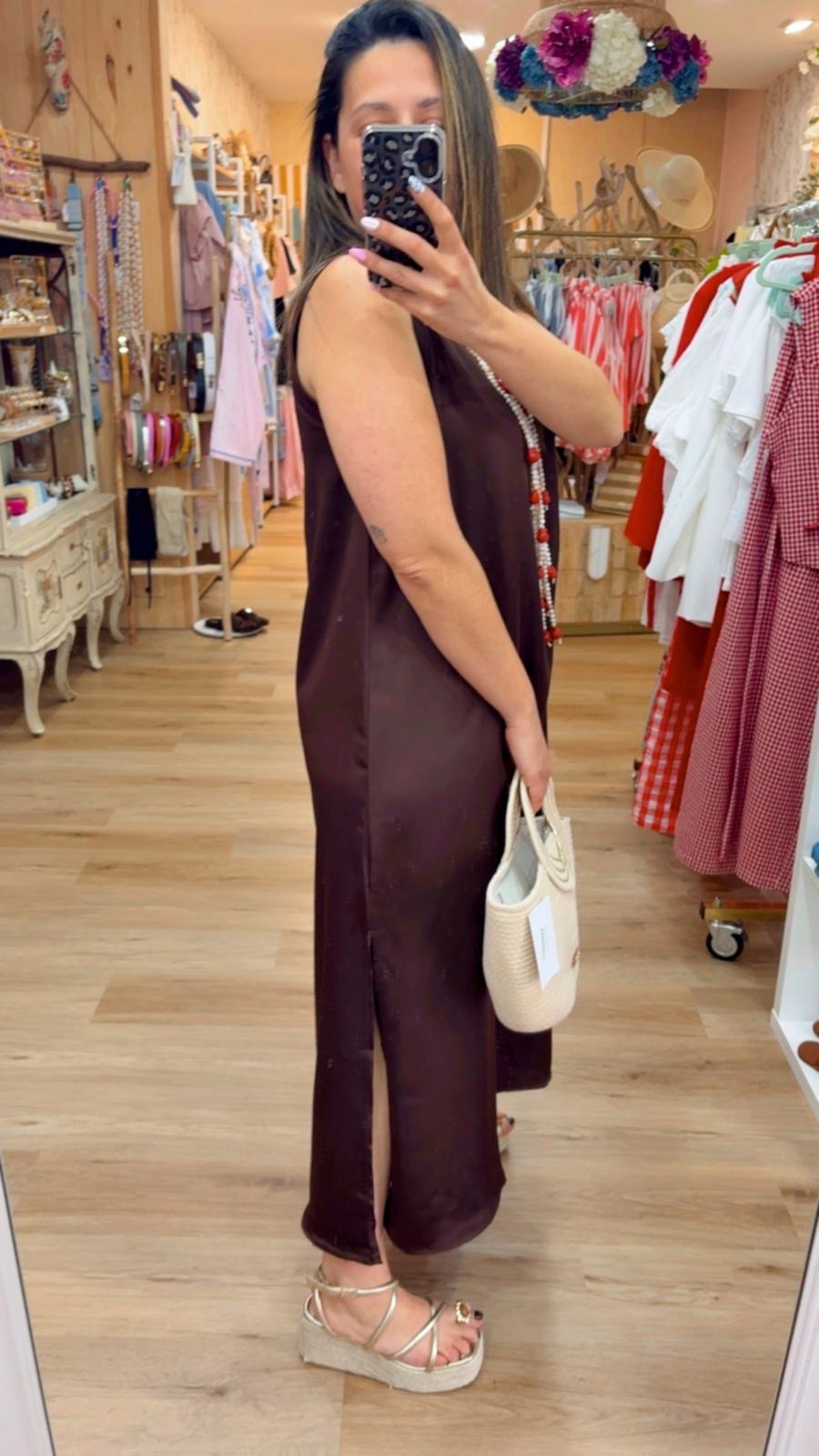 VESTIDO SATEN MOKKA