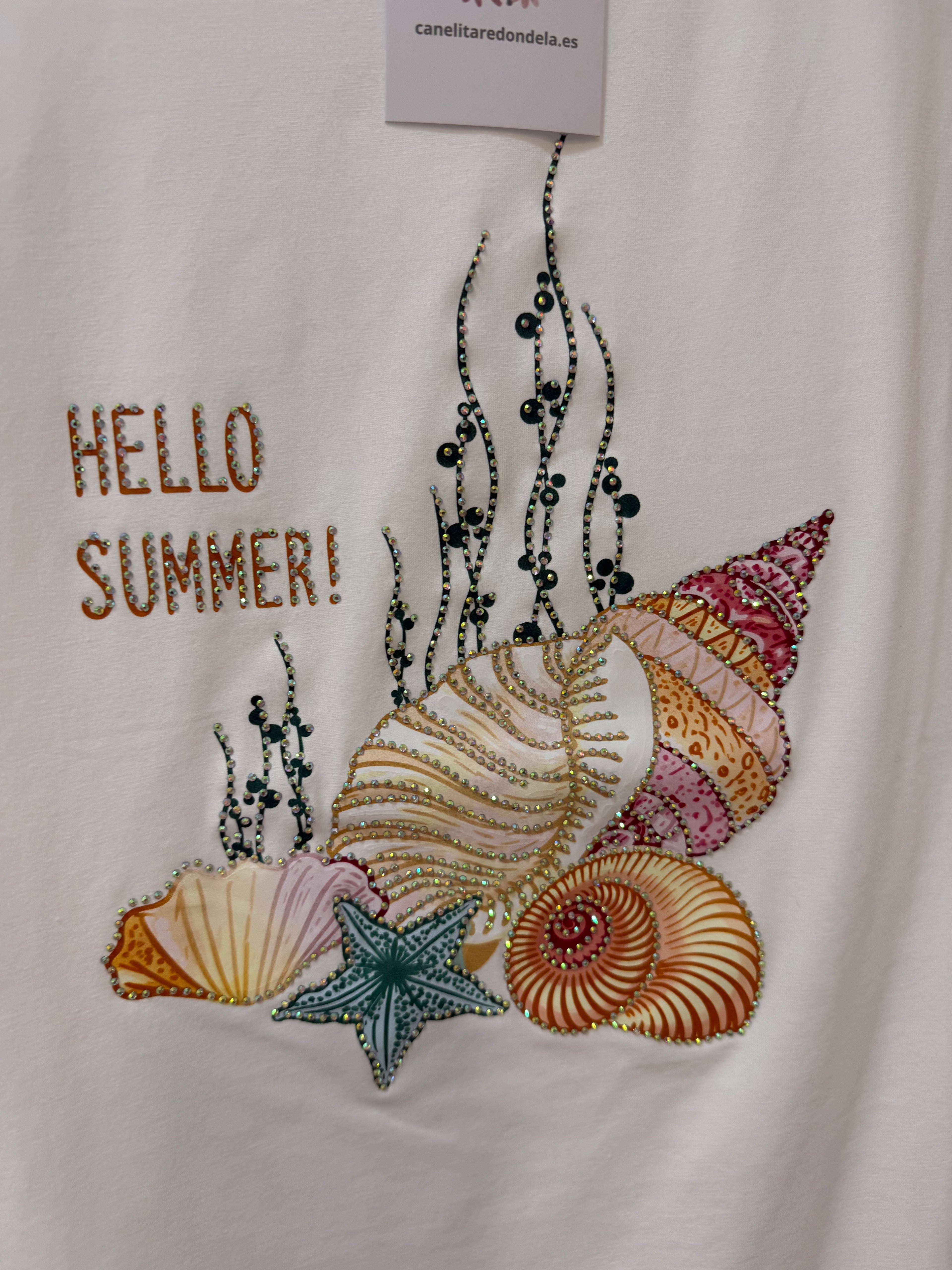 CAMISETA STRASS HELLO SUMMER