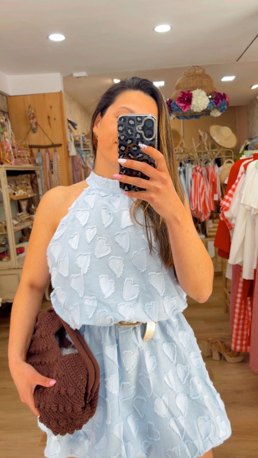 VESTIDO GLOBO CIELITO