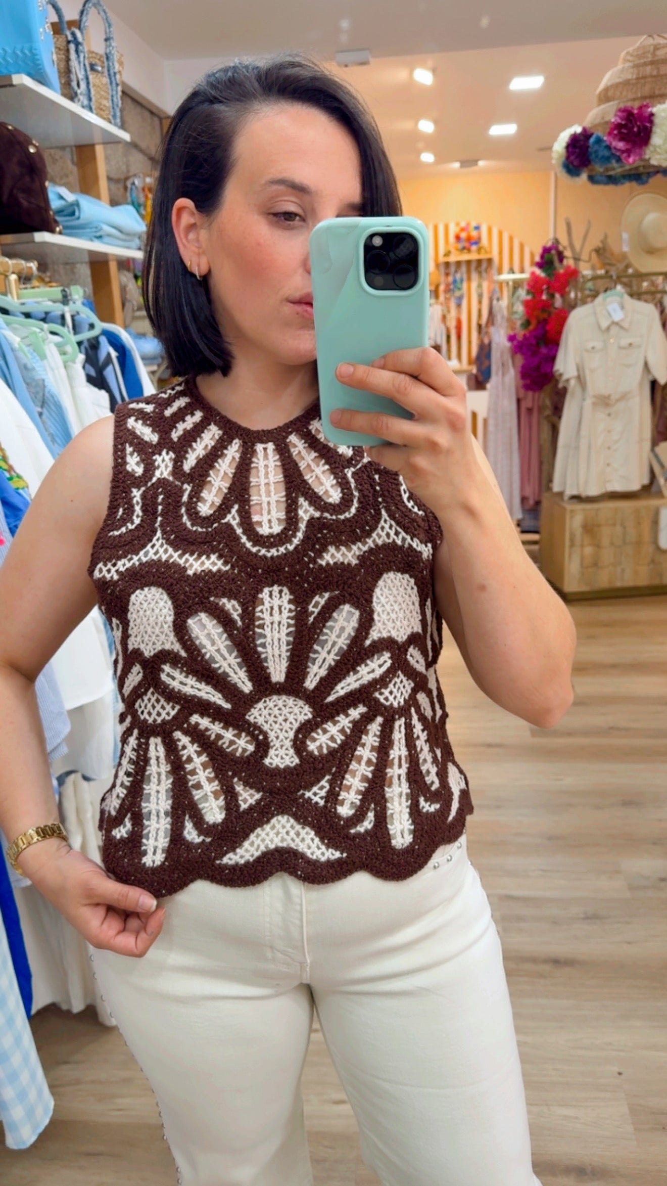 TOP CORPIÑO CROCHE CACAO