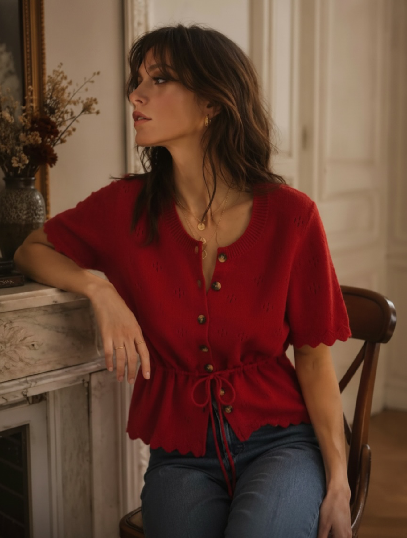 CARDIGAN TROQUELADO RED