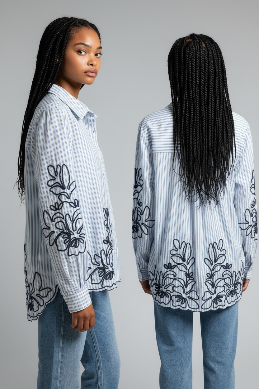 CAMISA RAYAS BROCADOS