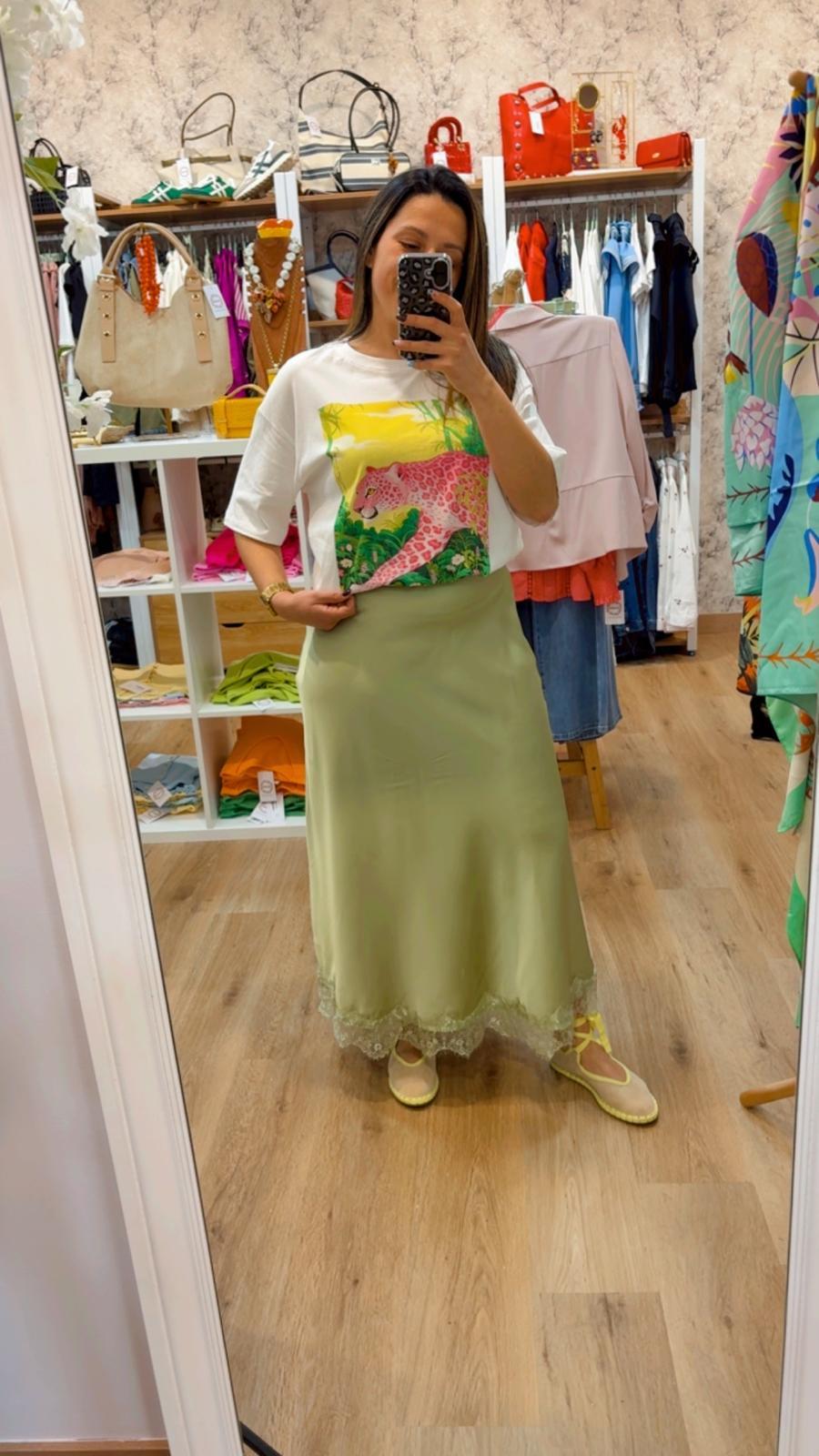 FALDA SATEN ENCAJE ELSA