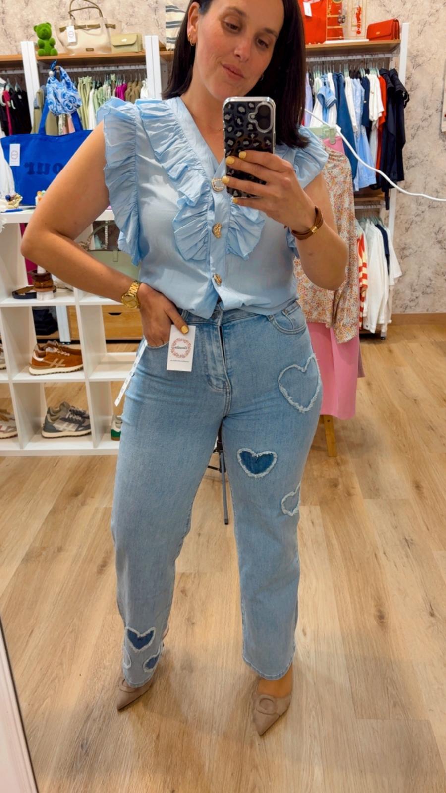 WIDE LEG CORAZONES PATCH