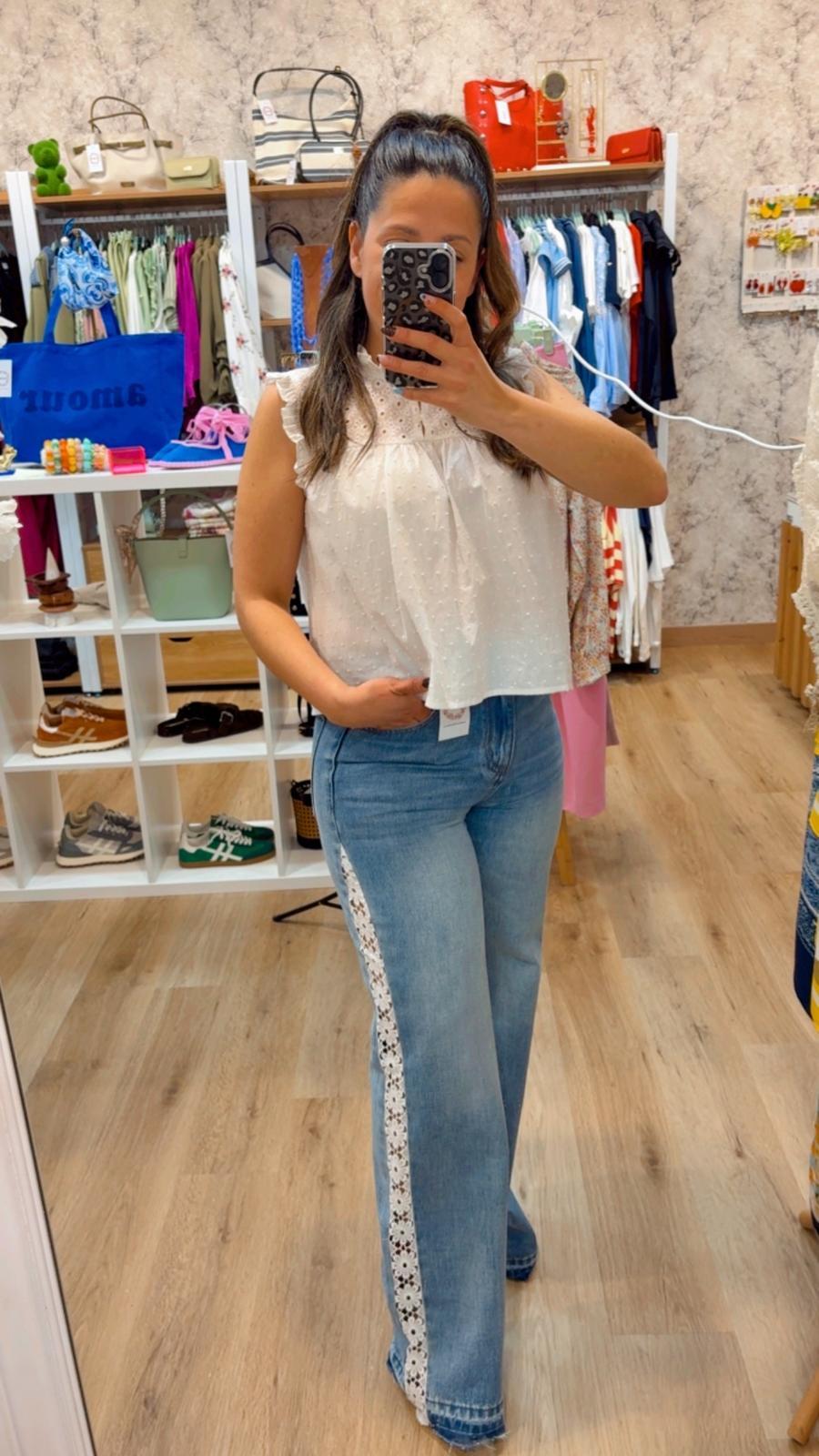 WIDE LEG ENCAJE LATERAL